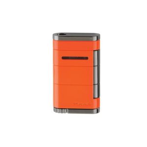 Xikar Allume butane lighter in lime green.  Double torch flame.