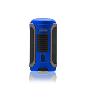 Colbri Apex butane lighter in blue with black sides. Single jet flame and wind resistant