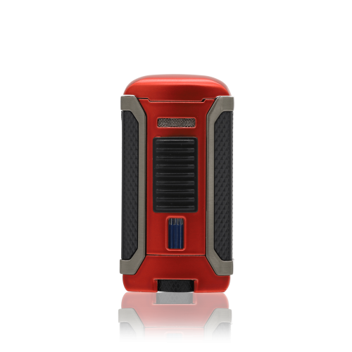 Colbri Apex butane lighter in red with black sides. Single jet flame and wind resistant