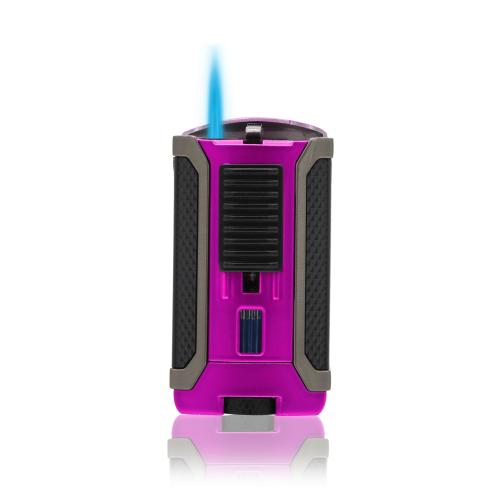 Colbri Apex butane lighter in pink with black sides. Single jet flame and wind resistant